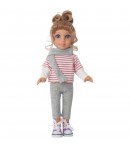 Papusa Bianca 35 cm Cu Haine Moderne Si Par Blond, Papusa Fashion Cu Tinuta Casual Si Accesorii, Jucarie Interactiva Pentru Feti
