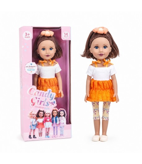 Papusa Candy Girls 35 cm pentru Copii, Papusa Fashion pentru Fetite cu Rochita Colorata si Accesorii, Jucarie Eleganta cu Par Sc