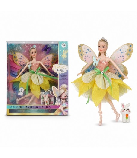 Papusa Emily Fairy Collection 32 cm pentru Copii, Papusa Zana Fashion cu Aripi si Rochie Eleganta, Jucarie pentru Fete cu Design