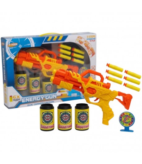 Pistol De Jucarie Cu Gloante Din Burete Moi Pentru Copii, Set Blaster Cu Proiectile Moi Si Tinte Tip Doze, Jucarie Interactiva S