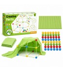 Set Asamblare Casuta Mea Pentru Copii Cu Tije Si Conectori, Joc Constructie Cort Interior DIY Cu Structura Modulara Si Husa, Set