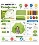 Set Asamblare Casuta Mea Pentru Copii Cu Tije Si Conectori, Joc Constructie Cort Interior DIY Cu Structura Modulara Si Husa, Set