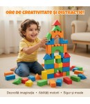 Set Cuburi Soft de Construit, Blocuri din Spuma Moale, Jucarie Educationala de Constructie pentru Bebelusi si Copii Mici, Joaca 