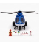 Set Elicopter Politie Cu Accesorii Oras Si Frictiune, Jucarie Interactiva City Suits Cu Semne Rutiere Si Figurine, Elicopter Pol