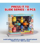 Set Jucarii Cu Apasare Press It 8 Piese, Jucarie Interactiva Cu Avioane Si Figurine Bufnite, Set Vehicule Aeriene Cu Functie Pus