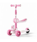 Trotineta Evolutiva 3 in 1 pentru Copii, Model Albastru cu Scaun Rabatabil, Roti din Silicon cu LED si Rulmenti ABEC7, Ghidon Re