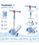 Trotineta Reglabila pentru Copii cu 3 Roti din Silicon cu LED, Model Elefant cu Cadru Rezistent, Ghidon Ajustabil pe Inaltime, R