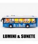 Autobuz Albastru cu Lumini Stralucitoare si Sunete Realiste, Jucarie Interactiva de Transport Urban pentru Copii, Vehicul cu Efe