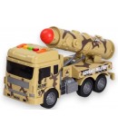 Camion militar cu lansator rachete cu frictiune, jucarie copii cu lumini si sunete, masina armata cu launcher mobil, vehicul mil