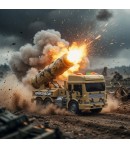 Camion militar cu lansator rachete cu frictiune, jucarie copii cu lumini si sunete, masina armata cu launcher mobil, vehicul mil
