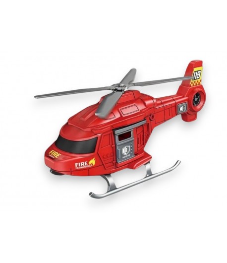 Elicopter Rosu cu Muzica si Lumini, Zboara Sus si Lumineaza Tot, Jucarie Interactiva pentru Copii, Vehicul Aerian cu Sunete si E