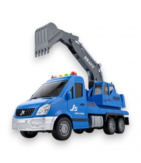 Excavator cu Sunete si Lumini Scara 1:16, Jucarie Interactiva Utilaj de Constructii pentru Copii, Vehicul cu Brat si Cupa Mobila