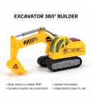 Excavator Luminos cu Sunete, Jucarie Interactiva cu Lumini Stralucitoare si Sunete Realiste, Brat Mobil care Sapa, Masina de Con
