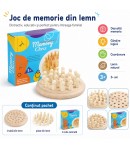 Joc Din Lemn Memory Cu Pioni Colorati Pentru Copii, Joc Educativ De Memorie Si Concentrare Din Lemn, Joc Interactiv Cu Piese Col