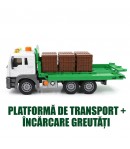 Jucarie Camion Transportor Interactiv cu Lumini si Muzica, Vehicul de Livrare si Transport pentru Copii, Platforma Mobila, Sunet