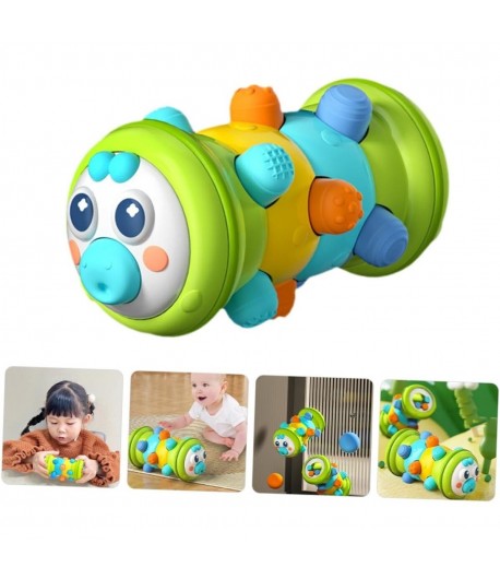 Jucarie Interactiva Bebelusi Omida Rolling Caterpillar, Zornaitoare cu Sunete, Texturi Sensoriale, Butoane si Role pentru Rostog