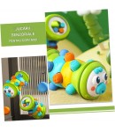 Jucarie Interactiva Bebelusi Omida Rolling Caterpillar, Zornaitoare cu Sunete, Texturi Sensoriale, Butoane si Role pentru Rostog