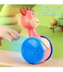Jucarie Interactiva pentru Bebelusi Design Cerb cu Sunete, Zornaitoare Roz Usor de Agitat si Impins, Dezvolta Auzul, Abilitatile