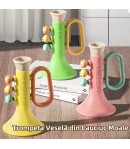 Jucarie Trompeta Bebelusi Chengji Silicone Horn, Instrument Muzical din Silicon Moale cu Sunete, Apasa si Canta, Dezvolta Auzul 