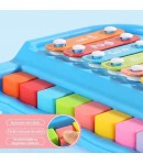 Jucarie Xilofon Rosu pentru Bebelusi, Instrument Muzical din Lemn cu 8 Clape Colorate si 1 Ciocan, Invata Sunete si Culori prin 
