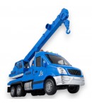 Macara cu Frictiune, Brat Mobil si Lumini Scara 1:16 Albastra, Jucarie Interactiva Utilaj de Constructii pentru Copii, Vehicul c