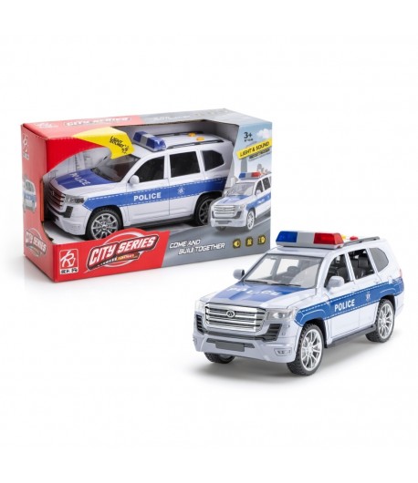 Masina de Politie Frictiune cu Usi care se Deschid, Jucarie Interactiva Push and Go cu Motor Inertia, Usi Functionale, Vehicul P