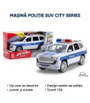 Masina de Politie Frictiune cu Usi care se Deschid, Jucarie Interactiva Push and Go cu Motor Inertia, Usi Functionale, Vehicul P