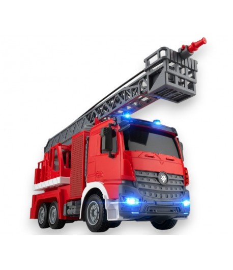 Masina de Pompieri cu Macara, Sunete, Lumini si Functie de Stropire, Jucarie Interactiva Realista Firehero pentru Copii, Vehicul
