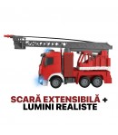 Masina de Pompieri cu Macara, Sunete, Lumini si Functie de Stropire, Jucarie Interactiva Realista Firehero pentru Copii, Vehicul