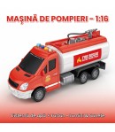 Masina de Pompieri Rosie 29 cm cu Sunete, Lumini si Furtun de Apa, Jucarie Interactiva Utilaj de Interventie pentru Copii, Vehic