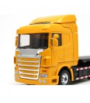 Tir cu Platforma si Buldozer, Jucarie Interactiva Realistica pentru Copii, Vehicul de Transport, Utilaje de Santier cu Remorca, 