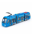 Tramvai Albastru cu Usi care se Deschid, Frictiune, Sunete si Lumini 1:16, Jucarie Interactiva Realistica pentru Copii, Vehicul 