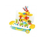 Jucarie educativa pentru copii, Set 258 piese, 6 in 1, Valiza cu bormasina, Multicolor