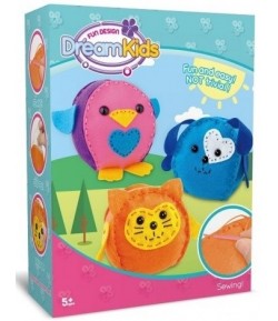 Set creatie perna pentru copii, Dream Kids, 3 piese, Roz/Albastru/Portocaliu