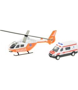 METAL Set trauma helicopter and ambulance -