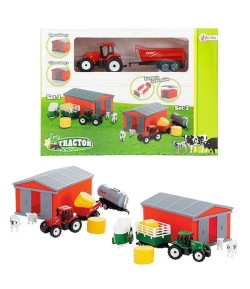 TRACTOR Set 'Barn+tractor' w acc 2-ass