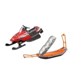 METAL Snowmobile with sled pull back +L-S 2-ass