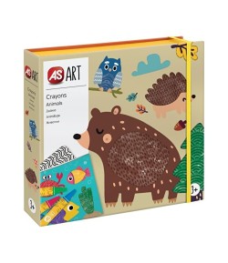 Set de creatie Art Box, Creioane Animale cu 6 creioane cerate