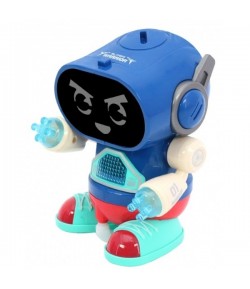 Robot dansator Interactiv cu telecomanda si lumini, Albastru, 18 cm