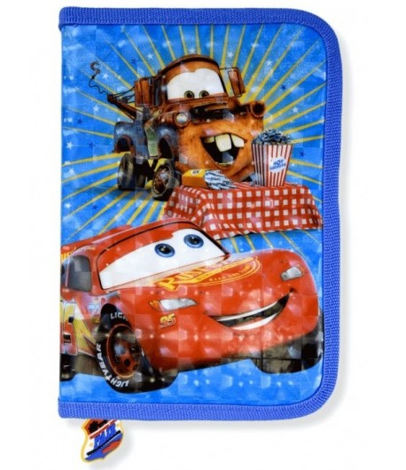 Penar textil 1 fermoar si 2 flapsuri Cars, 21 x 14 x 3.5 cm