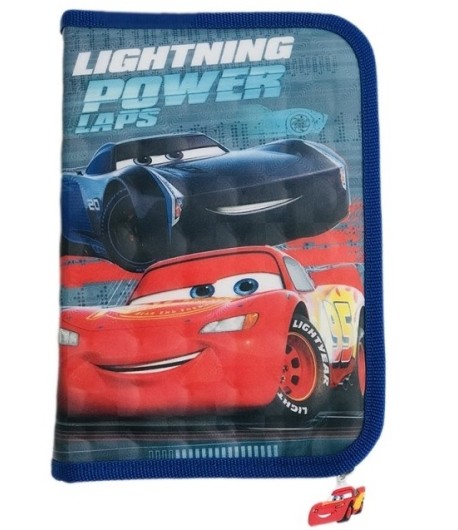Penar textil 1 fermoar si 2 flapsuri Cars, 21 x 14 x 3.5 cm