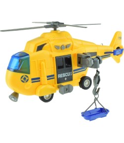 Jucarie interactiva elicopter de salvare cu lumini si sunete, 27 cm, Galben, Toi-Toys