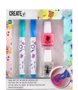 Set lacuri de unghii si markere pentru fetite Create It! Roz