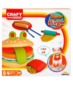 Set de modelare, Super Burger din plastilina, Crafy, 12 piese