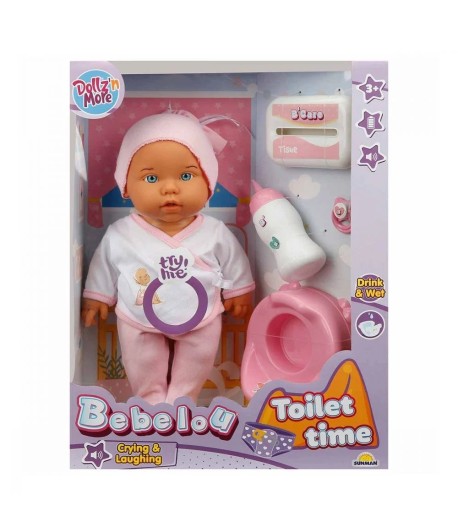 Papusa bebelus Bebelou, Dollz n More, Toilet Time, 35 cm, Roz