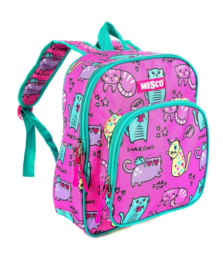 Ghiozdan de gradinita Mesco cu 2 compartimente, Pisici unicorn, Roz, 32x26x10 cm