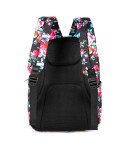 Ghiozdan Fashion Mesco Roz-Negru cu 3 compartimente Flowers