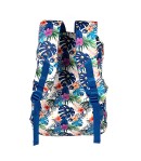 Ghiozdan Fashion Mesco Alb-Albastru cu 4 compartimente Flowers