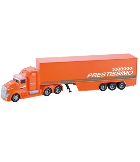 Camion TIR cu Remorca si Lumini Sunete, Jucarie Interactiva, Scara 1:50 cu Motor Frictiune, Se Desparte, Efecte Realiste de Tran
