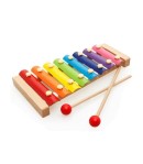 Instrument Muzical Xilofon din Lemn, 8 Note Muzicale, 2 Bete de Percutie, 4-6 Ani, Multicolor Pastel